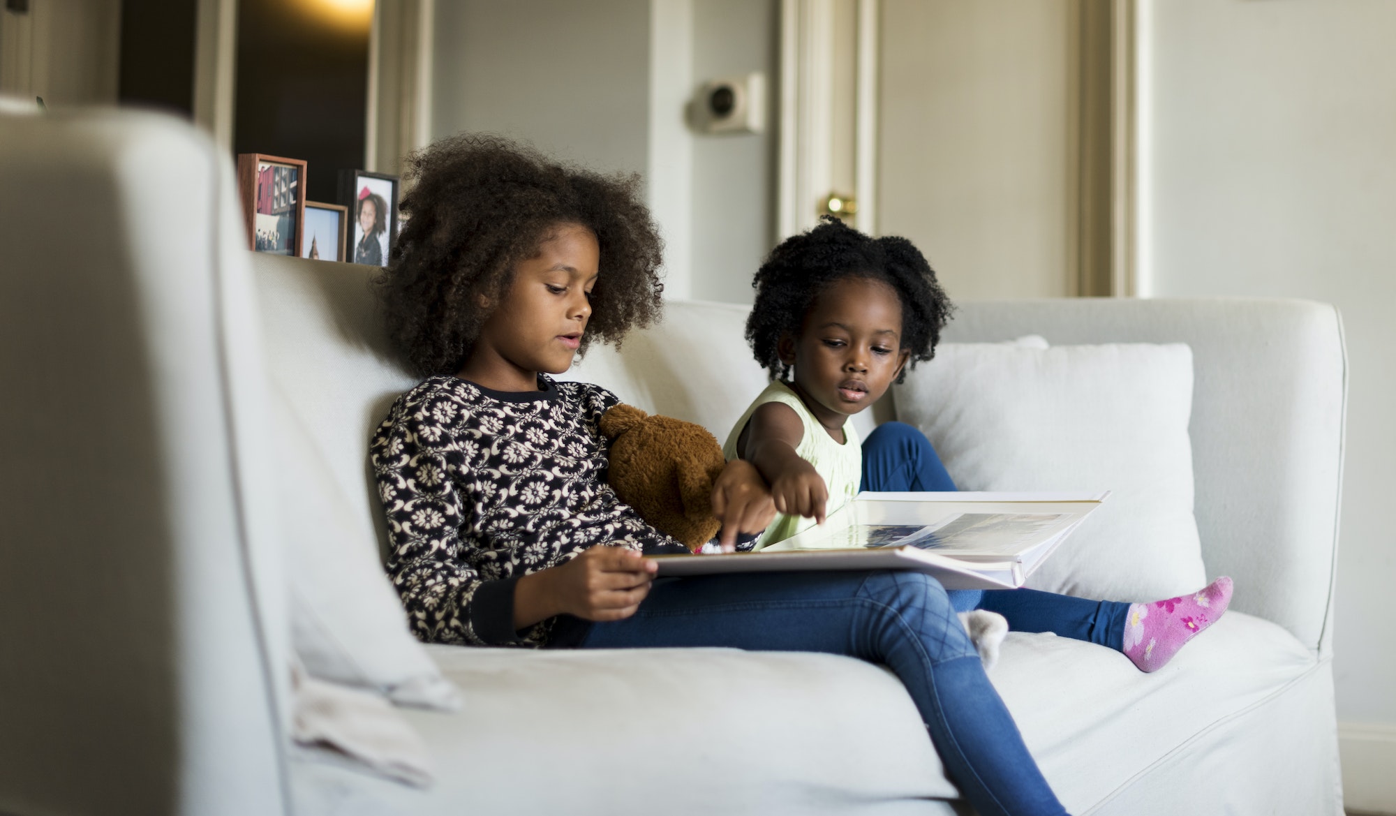 African children on the living room